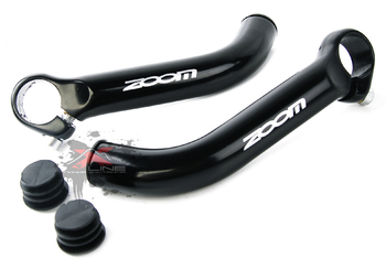 Рога на руль велосипеда ZOOM MT-30A, из кованного алюминия, кривые, литые, на руль  Ф 22,2 мм, черные.  (2023)
